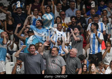 Argentinische Tennisfans. Davis Cup Finals, Unipol Arena, Bologna. Stockfoto