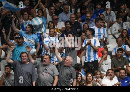 Argentinische Tennisfans. Davis Cup Finals, Unipol Arena, Bologna. Stockfoto