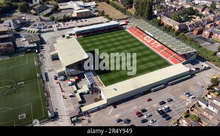 Luftaufnahme des derzeit benannten LNER Stadions (für Sponsoring), Heimstadion des Lincoln City FC. Der Boden ist besser bekannt als Sincil Bank Stockfoto