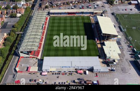 Luftaufnahme des derzeit benannten LNER Stadions (für Sponsoring), Heimstadion des Lincoln City FC. Der Boden ist besser bekannt als Sincil Bank Stockfoto