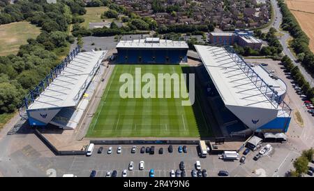 Das Kassam Stadium, Heimstadion des Oxford United FC, aus der Vogelperspektive Stockfoto