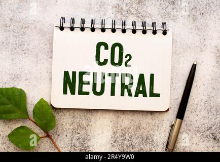 Etikett mit Text: CO2 Neutral Stockfoto