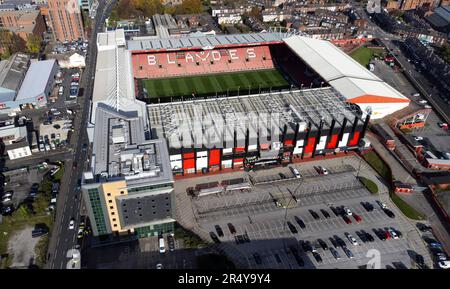 Blick aus der Vogelperspektive auf Bramall Lane, Heimstadion des Sheffield United FC. Stockfoto