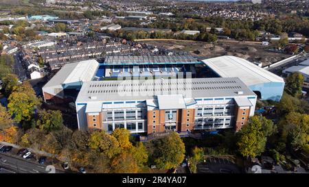 Das Hillsborough Stadium, Heimstadion des Sheffield Wednesday FC, aus der Vogelperspektive. Bis 1914 hieß es das Owlerton Stadium Stockfoto