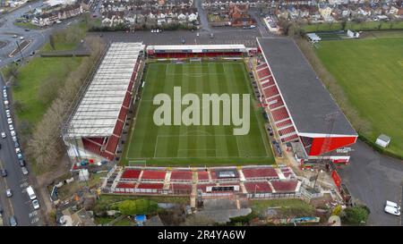 Der County Ground, Heimstadion des Swindon Town FC, aus der Vogelperspektive. Stockfoto