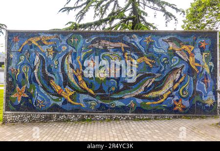 Delfinarium Batumi Mosaik. Georgien. Fertig gestellt: 1974 Künstler: Zaur Tsuladze und Vaja Bjalava Stockfoto