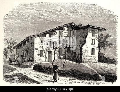 1880 Ca , Malgrate , MAILAND , ITALIEN : die CASCINA COSTA ( Malgrate ) , in der der gefeierte italienische Schriftsteller und Dichter ALESSANDRO MANZONI ( 1785 - 1873 ) die ersten Jahre seines Lebens bei der Nanny der Bauernfrau Caterina Panzeri verbrachte . Graviert von Barberis & Camedi . - GESCHICHTE - FOTOSTORICHE - POETA - POESIEN - POESIE - POESIE - SCRITTORE - LETTERATO - LITERATUR - LETTERATURA - ARCHITETTURA - ARCHITEKTUR - PANORAMA - MAILAND - CAMPAGNA - LAND -- ARCHIVIO GBB Stockfoto