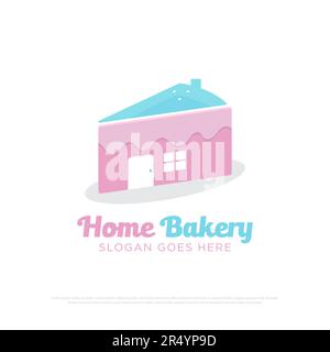 Bakery House Logo Design Vektor, süßer Kuchen hausgemachter Vektor Illustration am besten für das Symbol, Schild, Logo oder die anderen Marken Ihrer Marke Stock Vektor