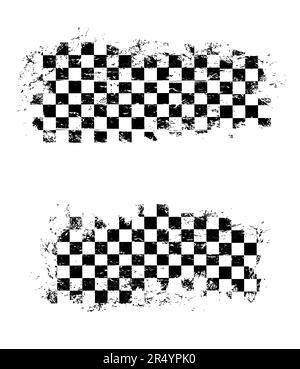 Grunge Race Flag, Autos Rallye Sport- oder Motocross- und Kart-Rennsport-Vektorhintergrund. Karierter Flaggen-Grunge-Druck für Drag-Races oder Fahrradmotoren Sport-Start-, Start- oder Finish-Banner-Flagge der Meisterschaft Stock Vektor