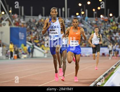 Lamecha Girma (ETH) gewinnt die 3.000 m in 7:16,18, während des Doha Diamond League Meetings am Freitag, den 5. Mai 2023, im Qatar Sports Club in Doha, Katar. (Jiro Mochizuki/Bild des Sports) Stockfoto