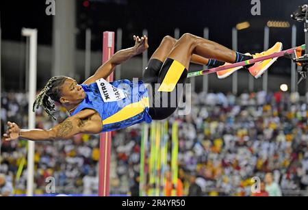 JuVaughn Harrison (USA) gewinnt den Hochsprung mit 7-7 1/4 (2,32 m) während des Doha Diamond League Meetings am Freitag, den 5. Mai 2023, im Qatar Sports Club in Doha, Katar. (Jiro Mochizuki/Bild des Sports) Stockfoto