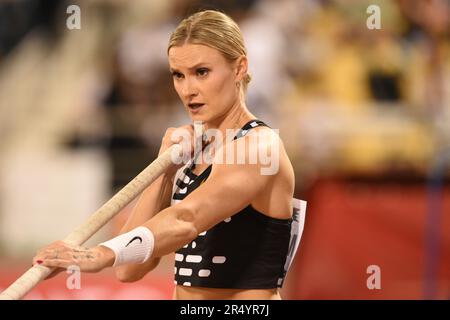 Katie Moon aka Katie Nageotte (USA) gewinnt beim Doha Diamond League Meeting am Freitag, den 5. Mai 2023 im Qatar Sports Club in Doha, Katar, das Stabhochsprung der Frauen mit 15-9 1/4 (4,81 m). (Jiro Mochizuki/Bild des Sports) Stockfoto