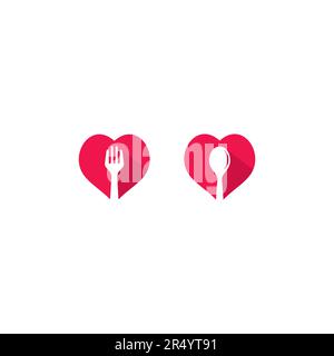 Love Food Logo Vector. Icon-Essen. Bestecklogo Stock Vektor