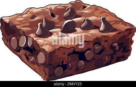 Süße Schokoladen-Haselnuss-Brownie-Scheibe Stock Vektor