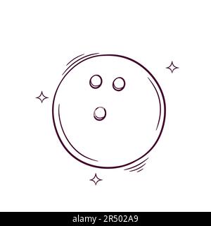 Handgezeichneter Bowlingball. Doodle Vector Sketch-Illustration Stock Vektor