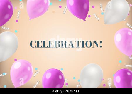 Realistische bunte Ballons und Konfetti-Partyvektor Stock Vektor