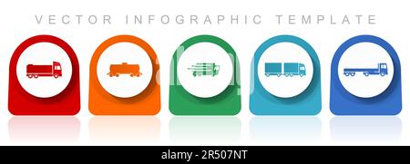 Symbolset Transport, flaches Design verschiedene bunte Symbole wie Lkw, Zisterne, Wagen und Lieferung für webdesign und mobile Anwendungen, Infograf Stock Vektor