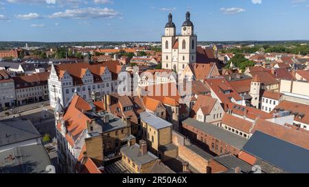 Blick auf die Altstadt von Lutherstadt Wittenberg Stockfoto