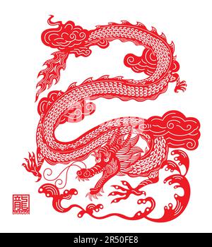 Ein Drache, der Papier schneidet. Stock Vektor
