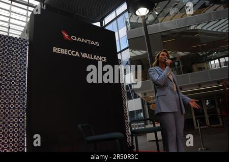 Rebecca Vallance und Qantas starten am 31 2023. Mai in Sydney Stockfoto