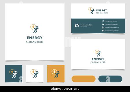 Energy-Logo mit editierbarem Slogan. Branding-Buch und Visitenkartenvorlage. Stock Vektor