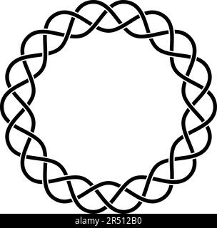 Ring mit keltischem Knoten in Schwarz an. Isolierter Hintergrund. Abstrakte Darstellung eines keltischen Symbols. Stock Vektor