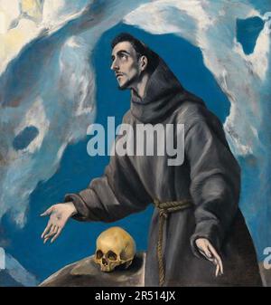 DER HEILIGE FRANZISKUS VON ASSISI erhielt die Stigmata in einem Gemälde von El Greco um 1590 Stockfoto