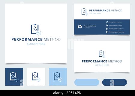 Performance Method Logo-Design mit editierbarem Slogan. Branding-Buch und Visitenkartenvorlage. Stock Vektor