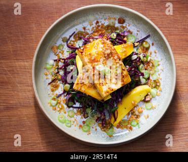 Tofu mariniert in Miso Stockfoto