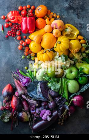 Regenbogen-Essen-Wohnung Stockfoto