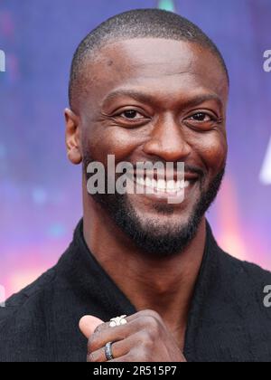 Westwood, Usa. 30. Mai 2023. WESTWOOD, LOS ANGELES, KALIFORNIEN, USA - MAI 30: Der amerikanische Schauspieler Aldis Hodge trifft am 30. Mai 2023 im Regency Village Theater in Westwood, Los Angeles, Kalifornien, USA auf der Weltpremiere von Sony Pictures Animation „Spider-man: Gegenüber der Spider Verse“ ein. (Foto: Xavier Collin/Image Press Agency) Kredit: Image Press Agency/Alamy Live News Stockfoto