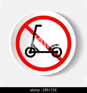 Drücken Sie das Schild für das Rollerverbot. Kein Symbol isoliert auf weiß. Vektordarstellung Stock Vektor