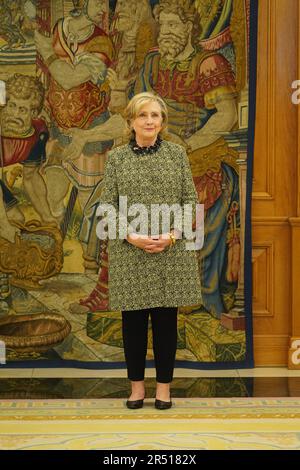 Madrid, Spanien. 31. Mai 2023. King Felipe VI erhält Hilary Rodham Clinton, ehemaliger US-amerikanischer Sekretär, am Donnerstag, den 31. Mai 2023 in Madrid. Kredit: CORDON PRESS/Alamy Live News Stockfoto
