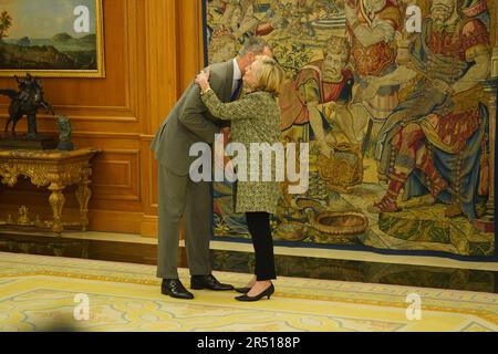 Madrid, Spanien. 31. Mai 2023. King Felipe VI erhält Hilary Rodham Clinton, ehemaliger US-amerikanischer Sekretär, am Donnerstag, den 31. Mai 2023 in Madrid. Kredit: CORDON PRESS/Alamy Live News Stockfoto