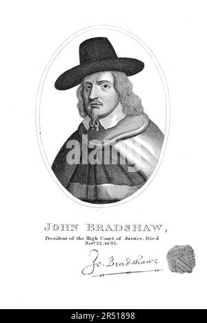 John Bradshaw, Präsident des High Court of Justice (1602–1659), stichhaltig von Thomas Cook Stockfoto