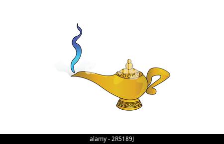 Abbildung: Genie-Lampe auf weißem Hintergrund Stock Vektor