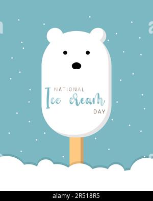 Nationaler Eiscremetag, Eisbär, Idee für Poster, Banner, Flyer oder Postkarten. Vektordarstellung Stock Vektor