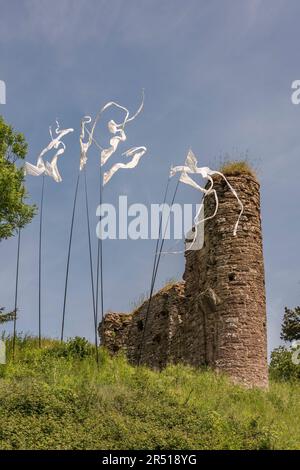 Der Hochhaus, Teil der mittelalterlichen Ruinen von Snodhill Castle, Herefordshire, Großbritannien, erbaut in den 11c Jahren Stockfoto