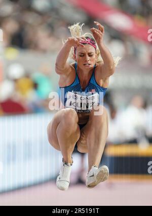 Annie Kunz im Triple Jump im Heptathlon bei den Athletik-Weltmeisterschaften 2019 in Doha. Stockfoto