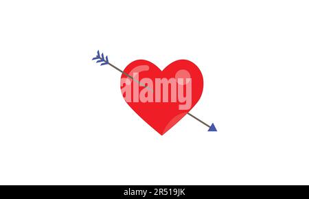 Herz mit Pfeil isoliert auf weiß Stock Vektor