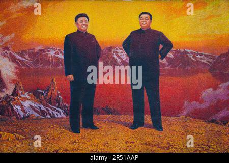 Propagandabild von Kim il Sung in Pjöngjang, Nordkorea Stockfoto