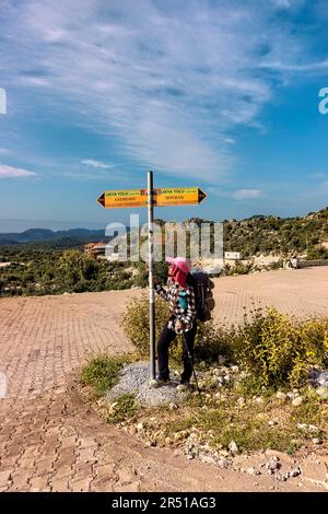 Die Route auf der Lykischen Art zu finden, Kapakli, Demre, Türkei Stockfoto