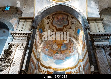 Fresken in der Presbyterie der Kathedrale St. Agatha. Catania, Sizilien, Italien. Stockfoto