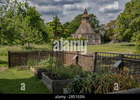 Wunderschöne mittelalterliche Abt's Kitchen, Glastonbury Abbey, Somerset Stockfoto