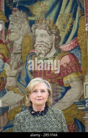 Madrid. Spanien. 20230531, Hillary Rodham Clinton nimmt am 31. Mai 2023 an einer Audienz im Schloss Zarzuela in Madrid, Spanien, Teil Stockfoto
