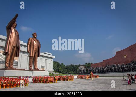 Nationale Feier am Mansu Hill Grand Monument in pjöngjang, nordkorea Stockfoto