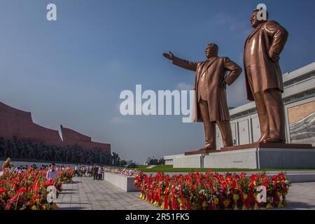 Nationale Feier am Mansu Hill Grand Monument in pjöngjang, nordkorea Stockfoto