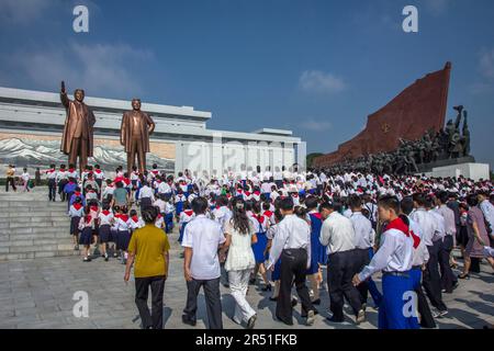 Nationale Feier am Mansu Hill Grand Monument in pjöngjang, nordkorea Stockfoto