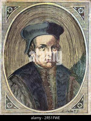 Porträt von Francesco Guicciardini (1483-1540), italienischer Philosoph, Historiker und Politiker, Engraving - Francesco Guicciardini dit en francais Francois Guichardin (1483-1540), Historien et homme politique italien. Stockfoto