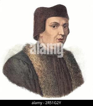 Porträt von Francesco Guicciardini (1483-1540), italienischer Philosoph, Historiker und Politiker, Engraving - Francesco Guicciardini dit en francais Francois Guichardin (1483-1540), Historien et homme politique italien. Stockfoto